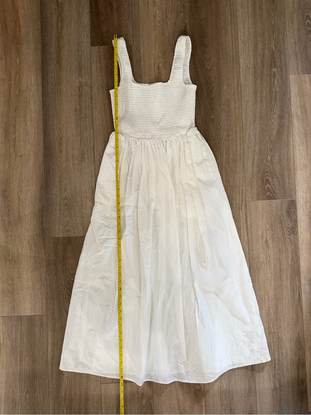 Wayf White Smocked Bodice Maxi Dress